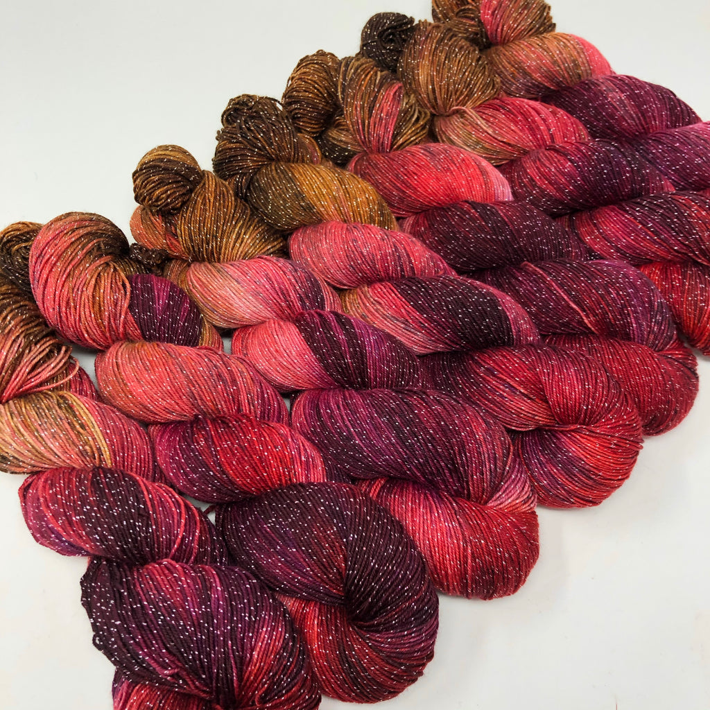 Figment sparkly sock yarn Candy Apple