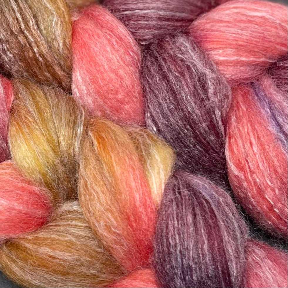 Merino Bamboo Spinning Fiber Candy Apple