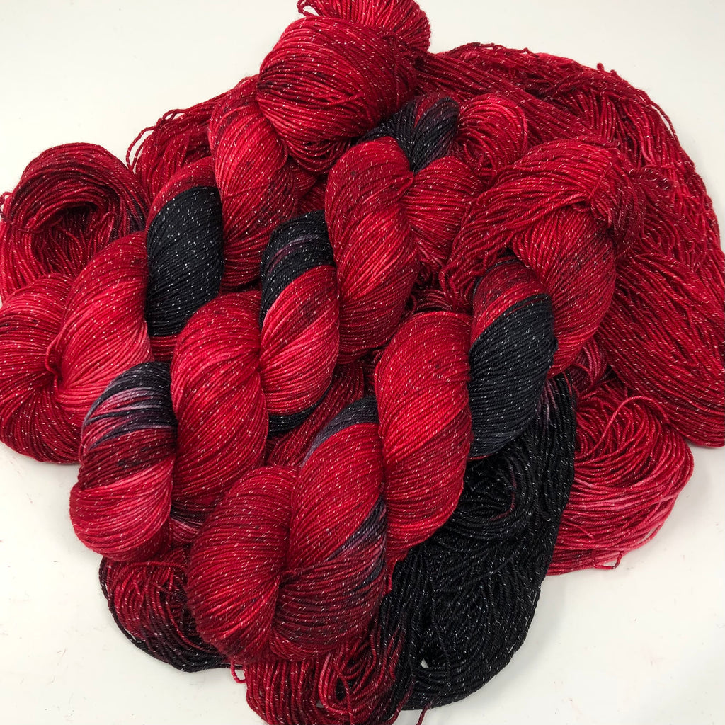Figment sparkly sock yarn Cardinal